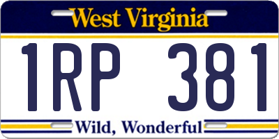WV license plate 1RP381