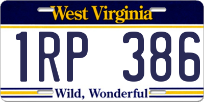 WV license plate 1RP386