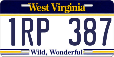 WV license plate 1RP387