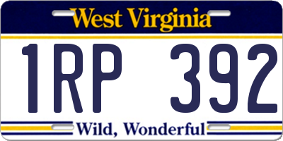 WV license plate 1RP392