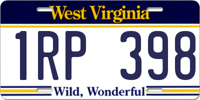 WV license plate 1RP398