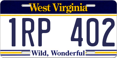 WV license plate 1RP402