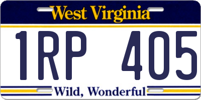 WV license plate 1RP405