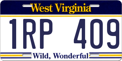 WV license plate 1RP409