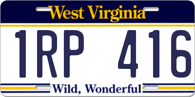 WV license plate 1RP416