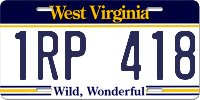 WV license plate 1RP418