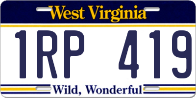 WV license plate 1RP419