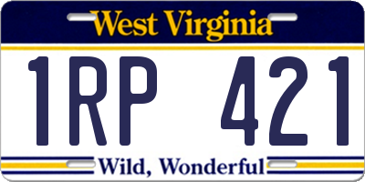 WV license plate 1RP421