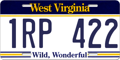 WV license plate 1RP422