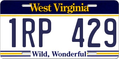 WV license plate 1RP429
