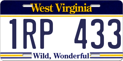 WV license plate 1RP433