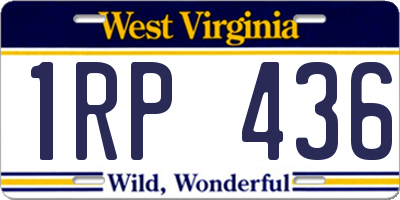 WV license plate 1RP436