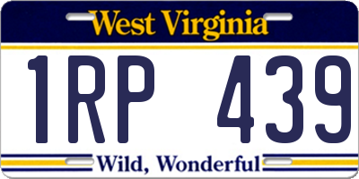 WV license plate 1RP439