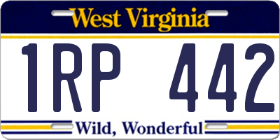 WV license plate 1RP442