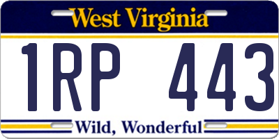 WV license plate 1RP443