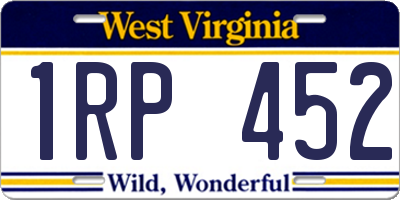 WV license plate 1RP452