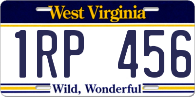 WV license plate 1RP456