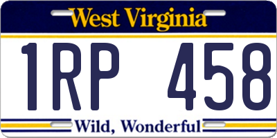 WV license plate 1RP458