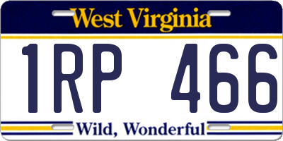 WV license plate 1RP466