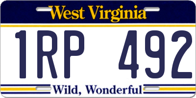 WV license plate 1RP492