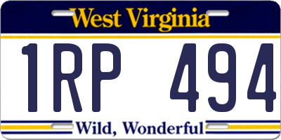 WV license plate 1RP494
