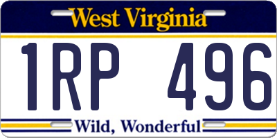 WV license plate 1RP496