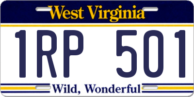 WV license plate 1RP501