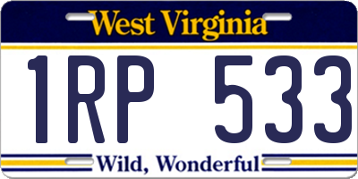 WV license plate 1RP533
