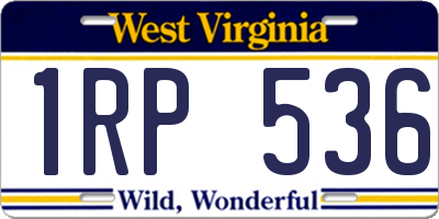 WV license plate 1RP536
