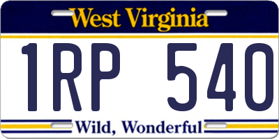 WV license plate 1RP540