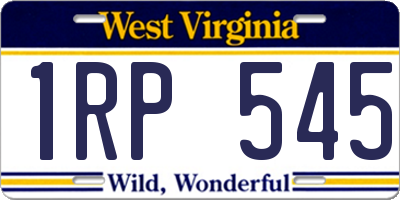 WV license plate 1RP545