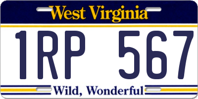 WV license plate 1RP567