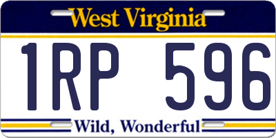 WV license plate 1RP596