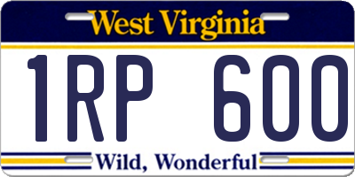WV license plate 1RP600