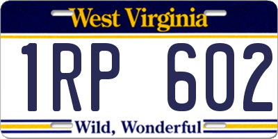 WV license plate 1RP602