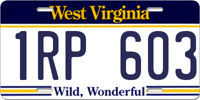 WV license plate 1RP603