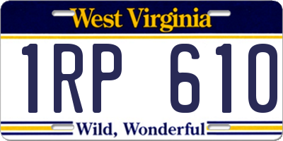 WV license plate 1RP610