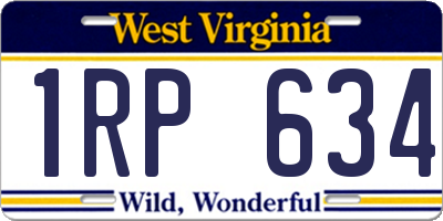 WV license plate 1RP634