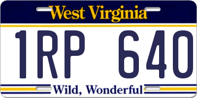 WV license plate 1RP640