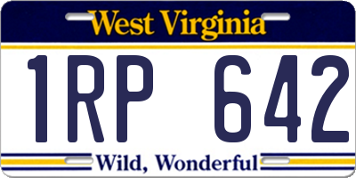 WV license plate 1RP642