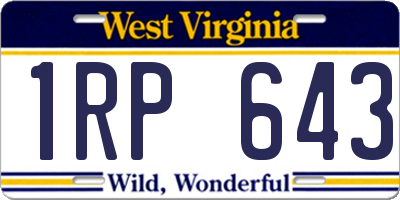 WV license plate 1RP643