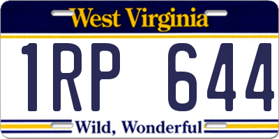 WV license plate 1RP644