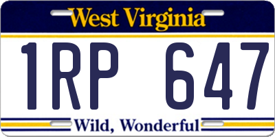WV license plate 1RP647