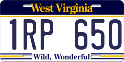 WV license plate 1RP650