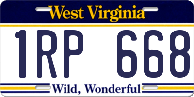 WV license plate 1RP668