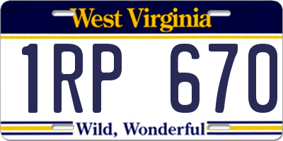 WV license plate 1RP670