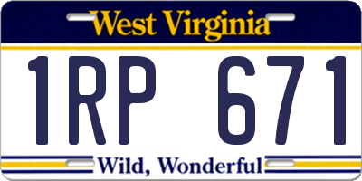 WV license plate 1RP671
