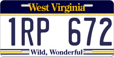 WV license plate 1RP672