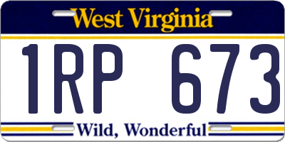 WV license plate 1RP673