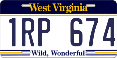 WV license plate 1RP674